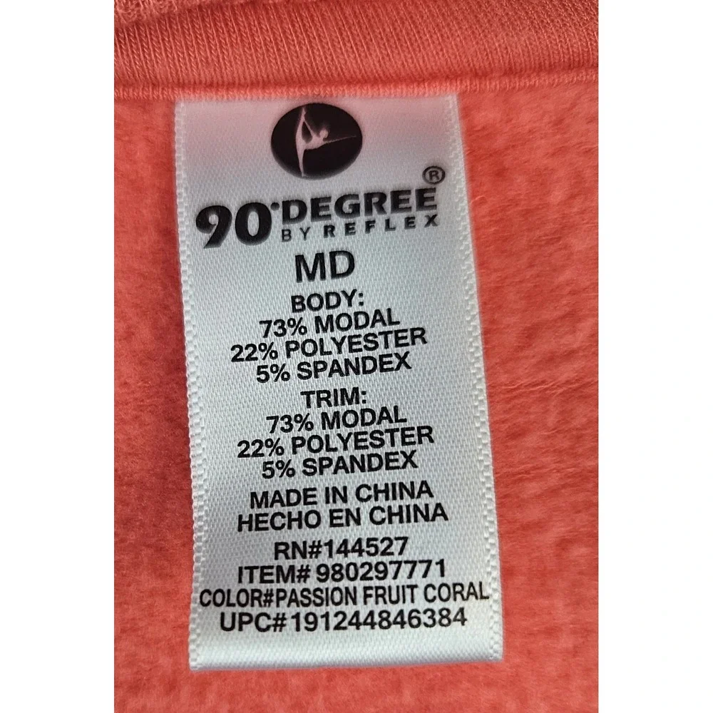 90‎ Degree By Reflex Sweatshirt Coral Med Athleisure Gorpcore Workout Fall - Picture 4 of 5